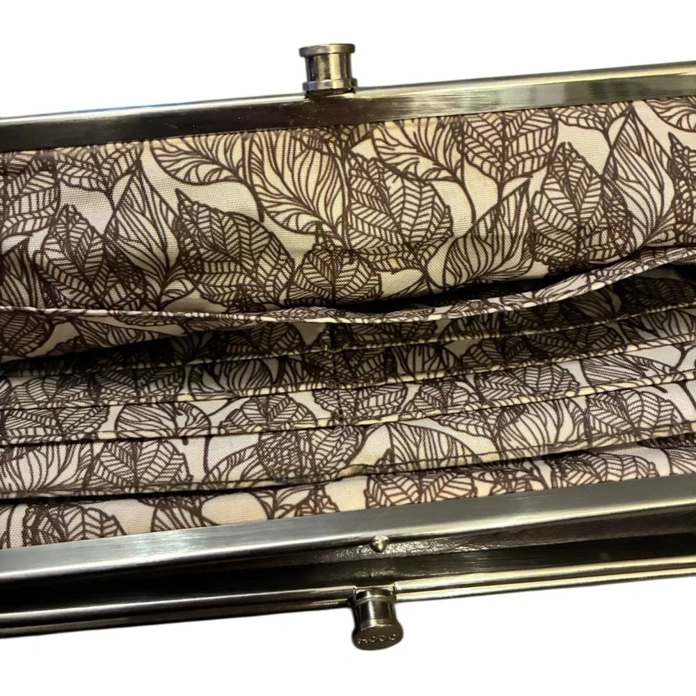 HOBO International Lauren Leather Double Frame Clutch Wallet | Gravel Gray